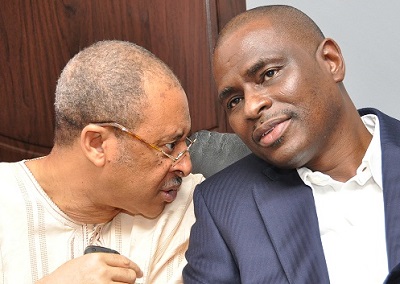 (L-r): Professor Pat Utomi, founder/ceo of Centre for Values in Leadership (CVL) chatting with Segun Ogunsanya, managing director/chief executive officer, Airtel Nigeria, at the CVL Role Model Forum where the Airtel boss was the guest speaker, held in Lagos on recently.